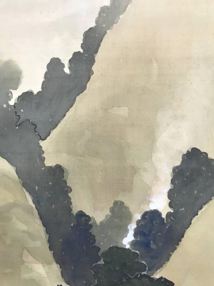 【真作】六峰/山路の梅図/山水図/掛軸/名家伝来/AC-663