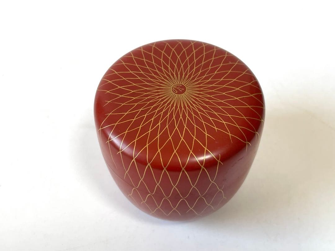 茶道具　漆匠　前端春斎　破網目蒔絵　朱中棗　夏目　内銀　共箱