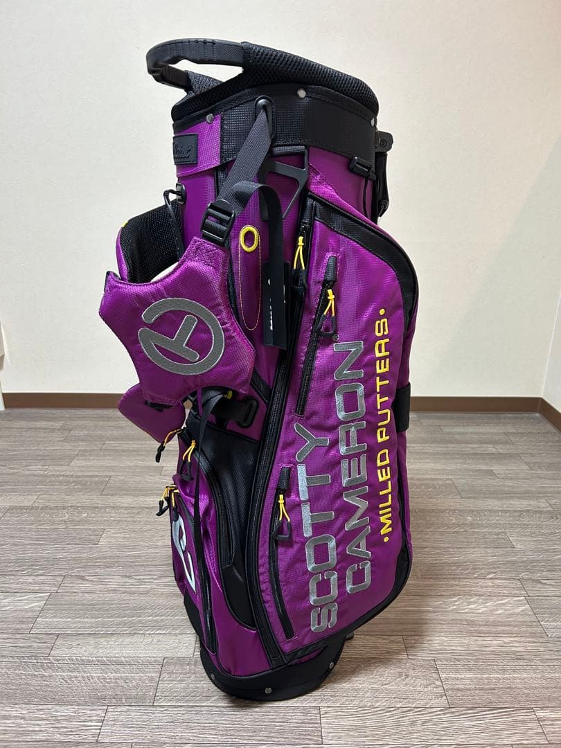 美しいパープルカラー！スタンド式キャディバック　パターカバープレゼント付