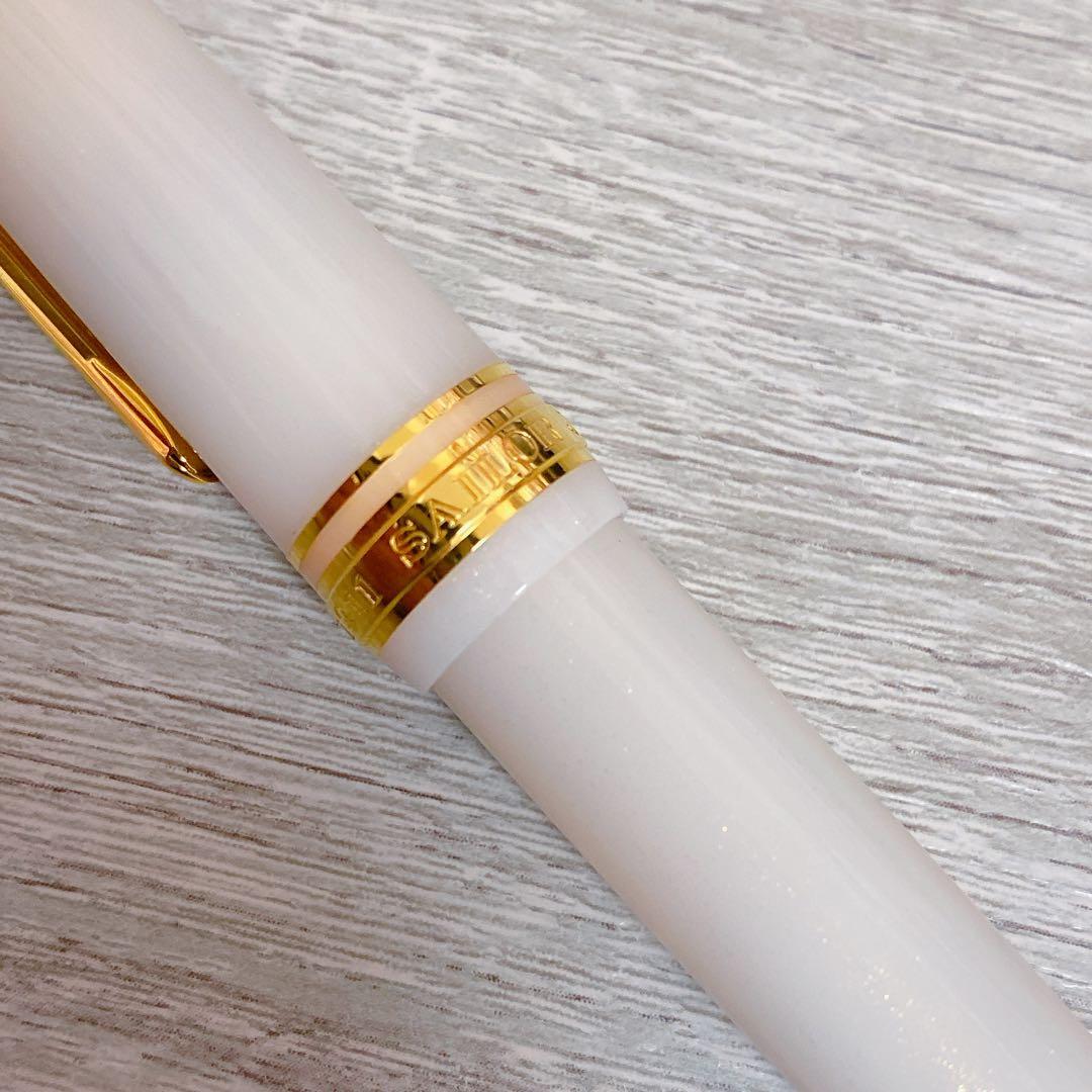 【美品】セーラー 四季織 万年筆 名月 MF 中細 コンバーター付き 14K