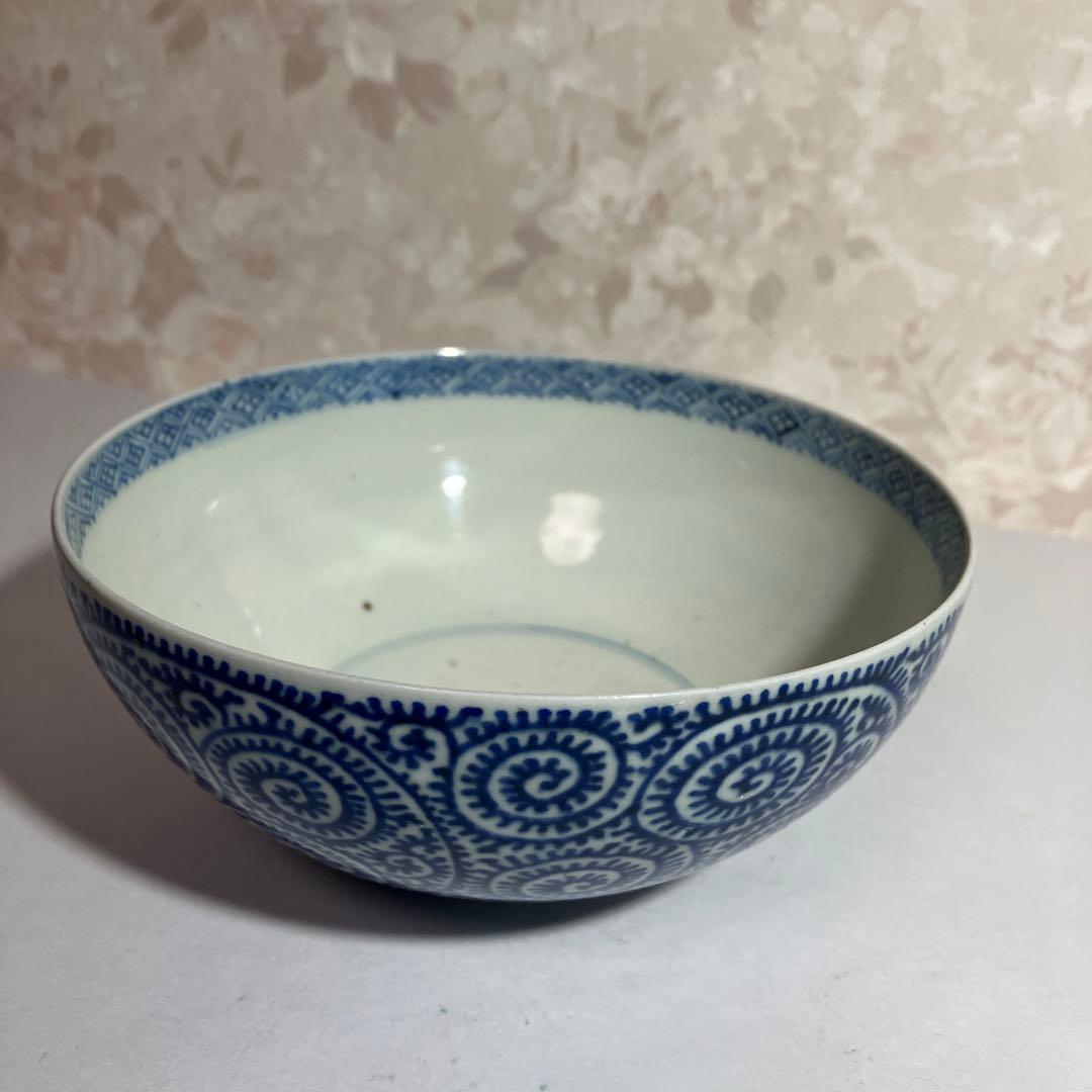 古伊万里染付蛸唐草文磁器中鉢