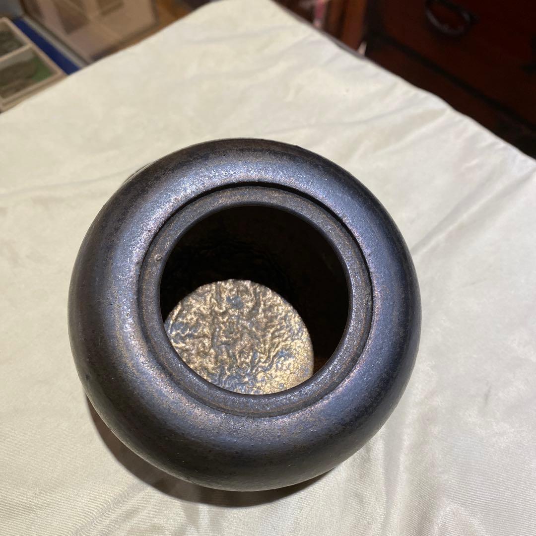 香炉　金箔　唐金　落款刻印あり