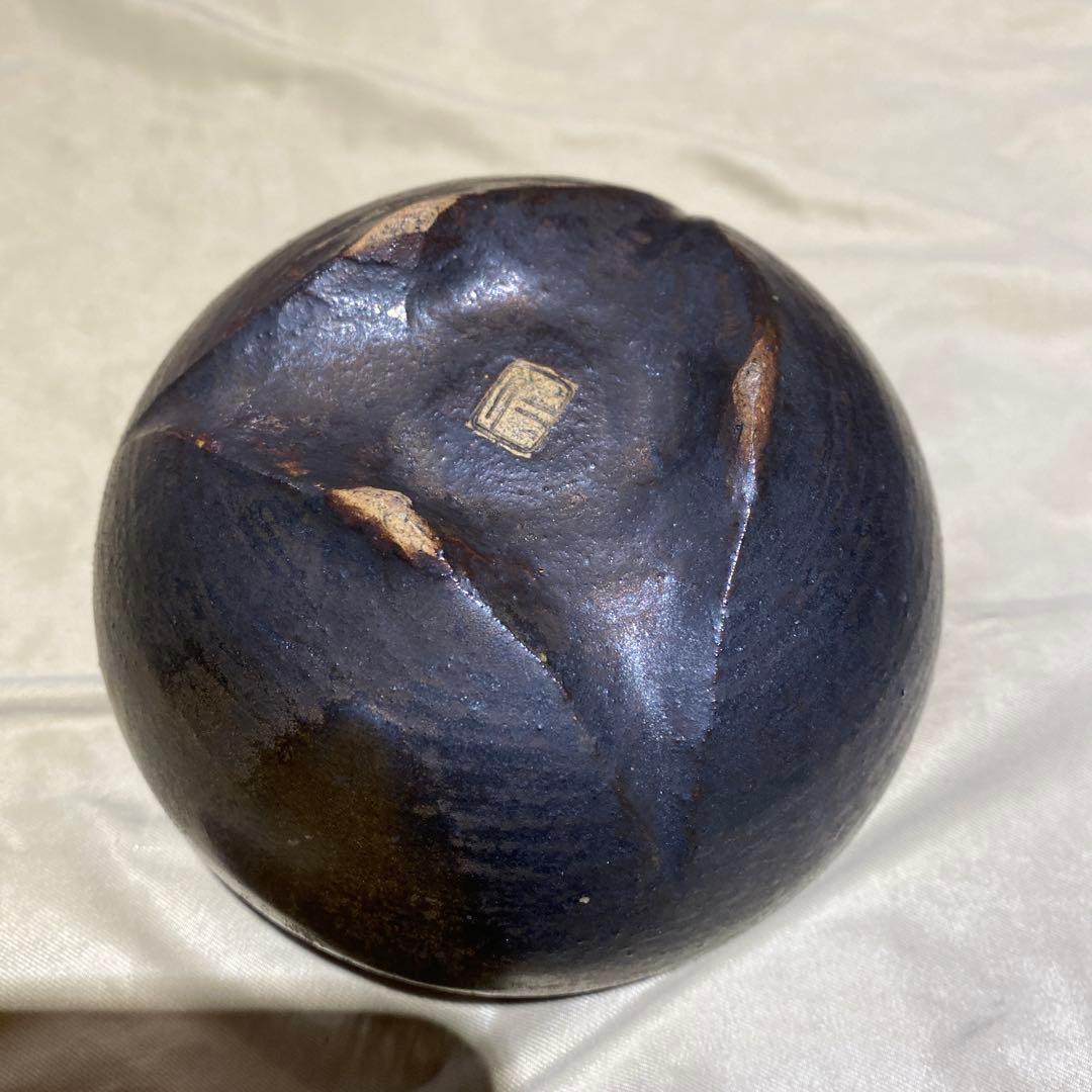 香炉　金箔　唐金　落款刻印あり