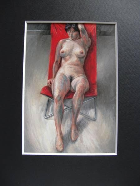 池田良則、【赤い椅子】、希少な画集より、状態良好、新品高級額装付、送料無料