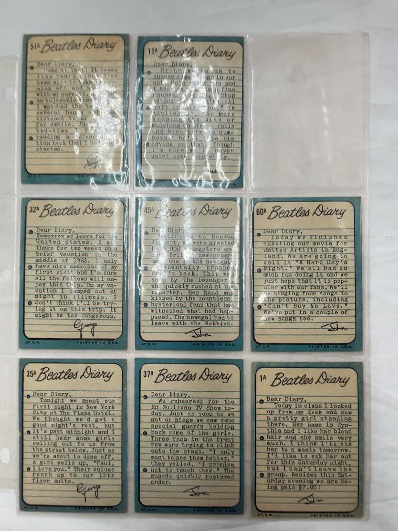 ビートルズ　TOPPSトレーディングカード「Beatles Diary 」