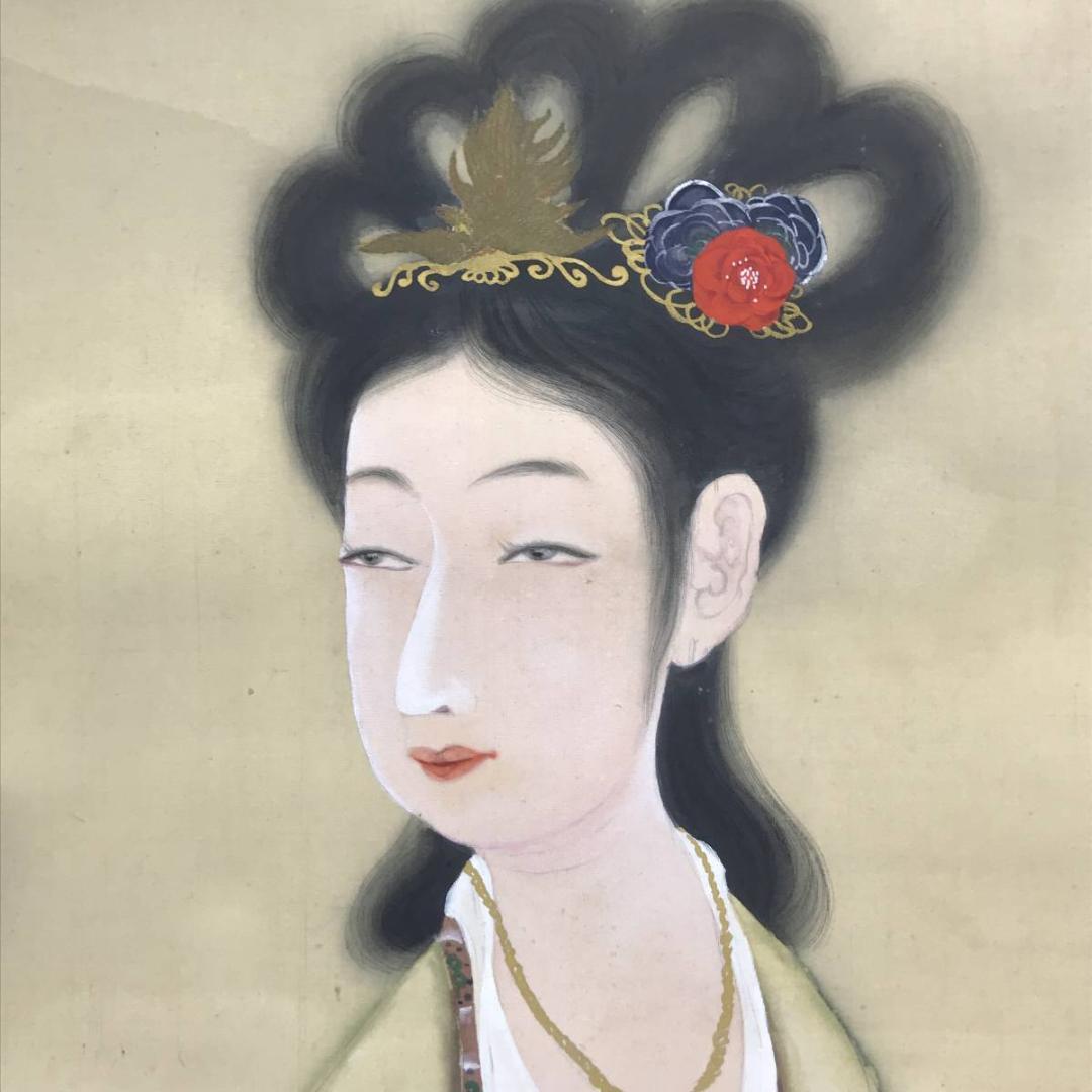 【真作】大暉/唐美人/梅の妖精/美人図/美人画/掛軸/名家伝来/AC-257