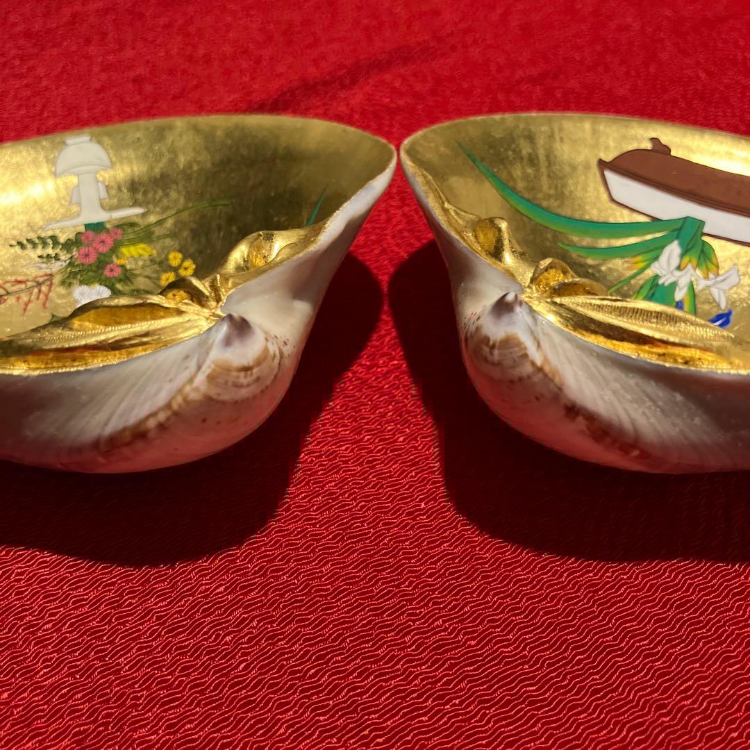 貝合わせ 池坊専好立花図 金彩蛤香合