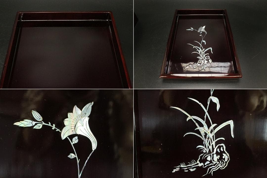 朝鮮 韓国 螺鈿 竹笹 蓋物(A848)