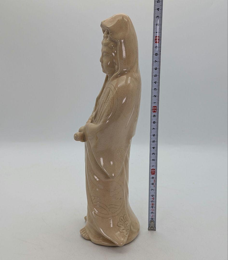 陶華山窯 松尾藻風 萩焼 観音菩薩立像 陶像 陶器人形 仏像 観世音菩薩 置物