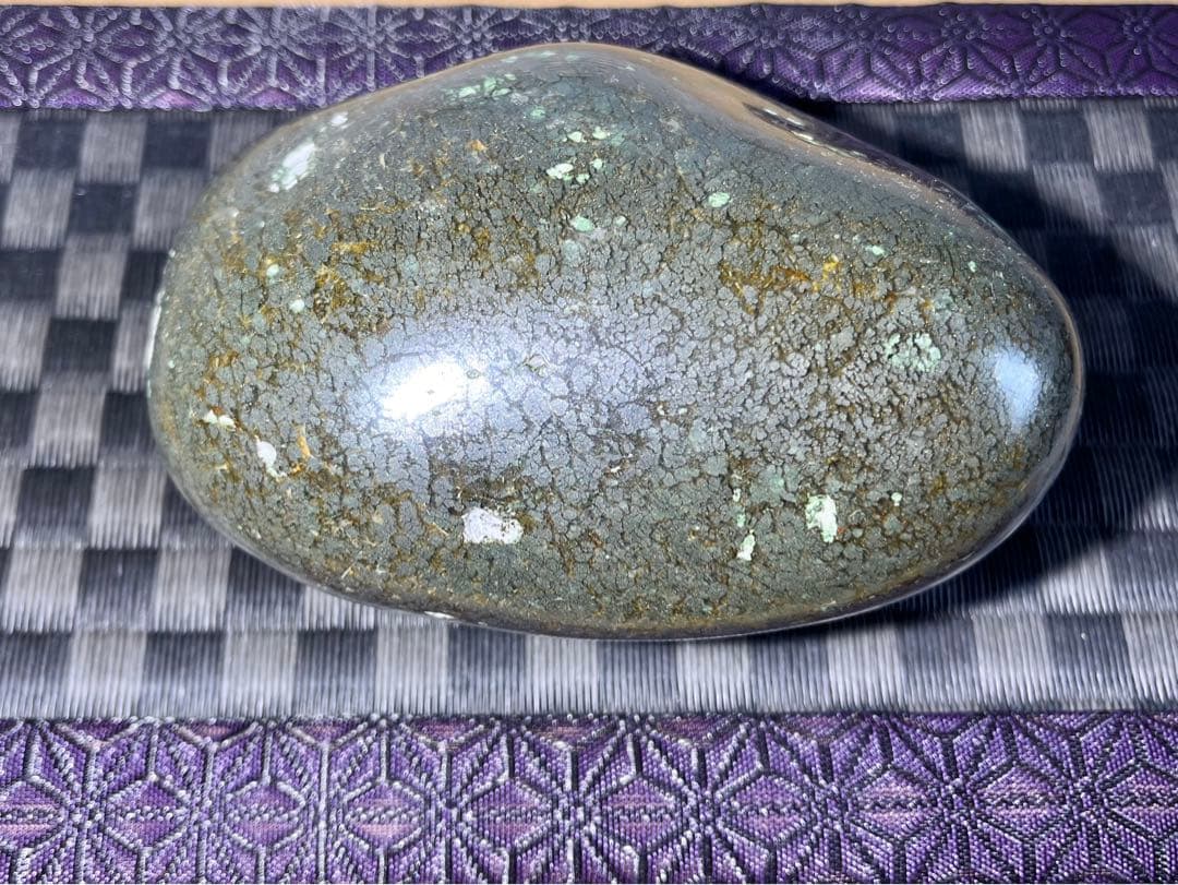 稀少 国産  石川県産 能登銀石 銀文石 銀花石 硫化瑪瑙 磨き石