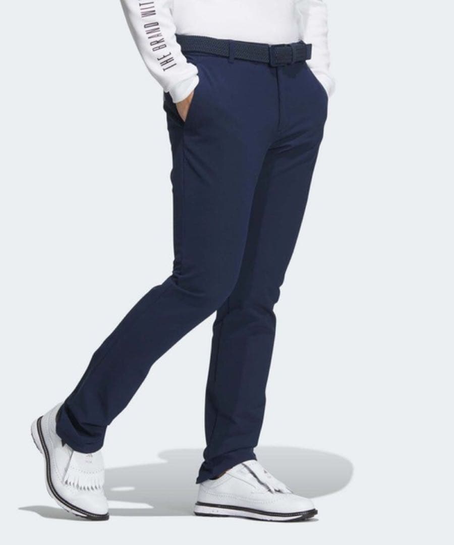 【新品】adidas ゴルフ ロングパンツ 裏起毛 ネイビー 79