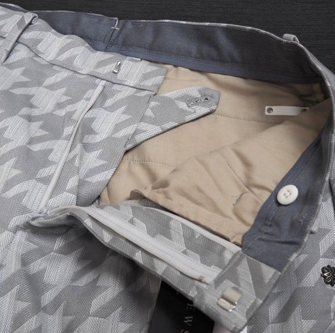 新品 セントアンドリュース ラメジャガード パンツ 定価39600円 灰 L