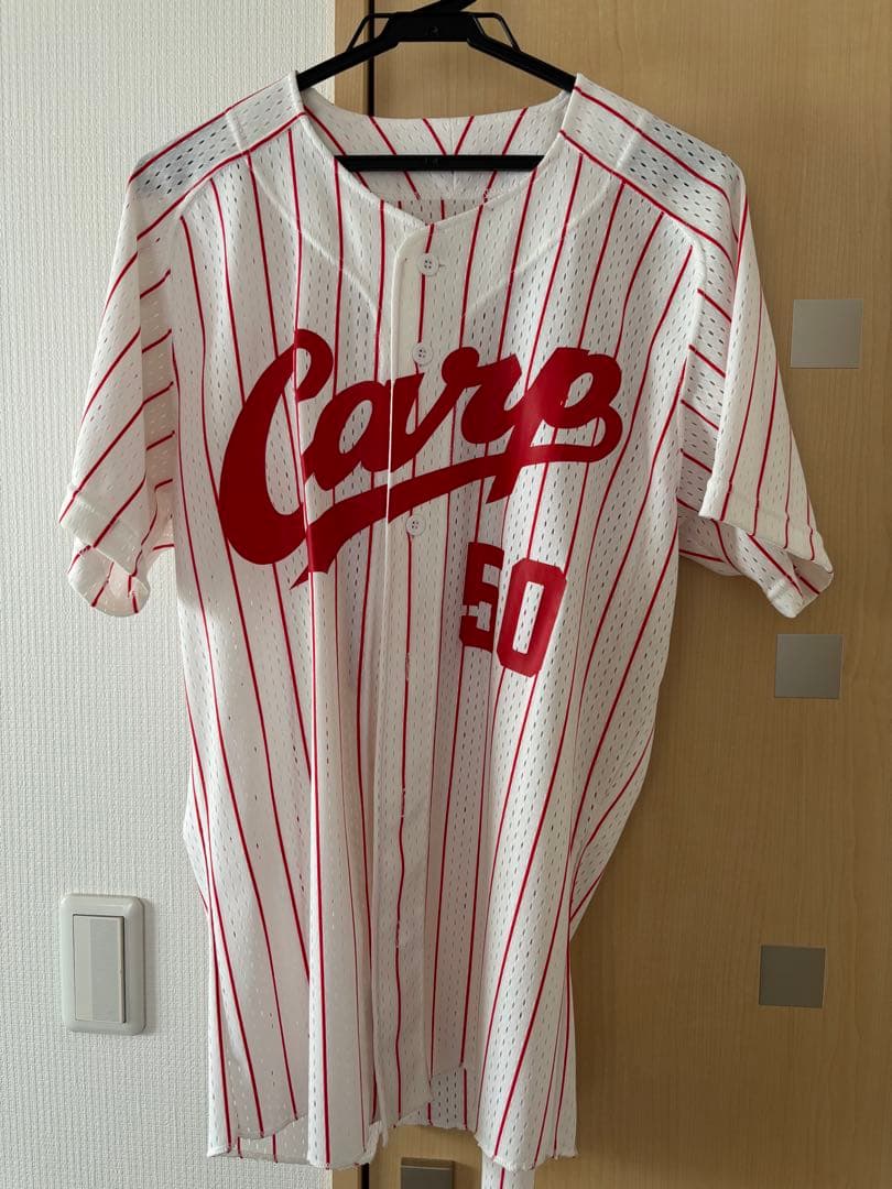 広島東洋カープ　栗原健太選手の入団時、50番のLサイズ、ホームユニフォーム