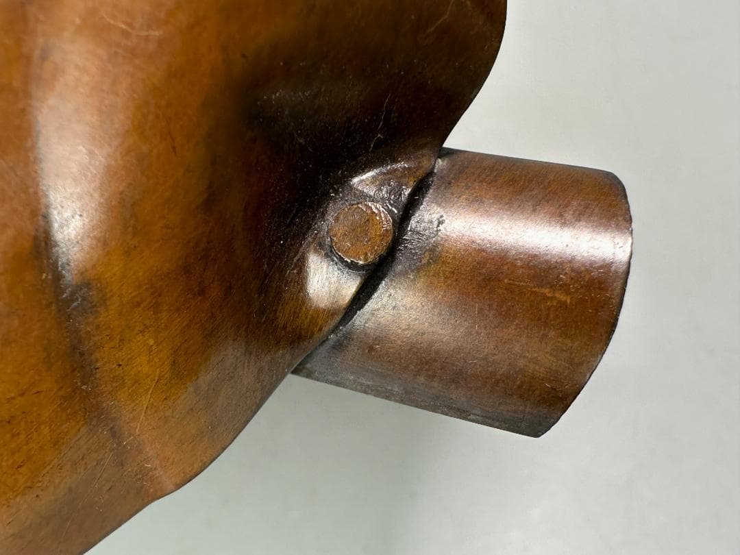 銅製　葉っぱ形灰皿　在銘　供箱