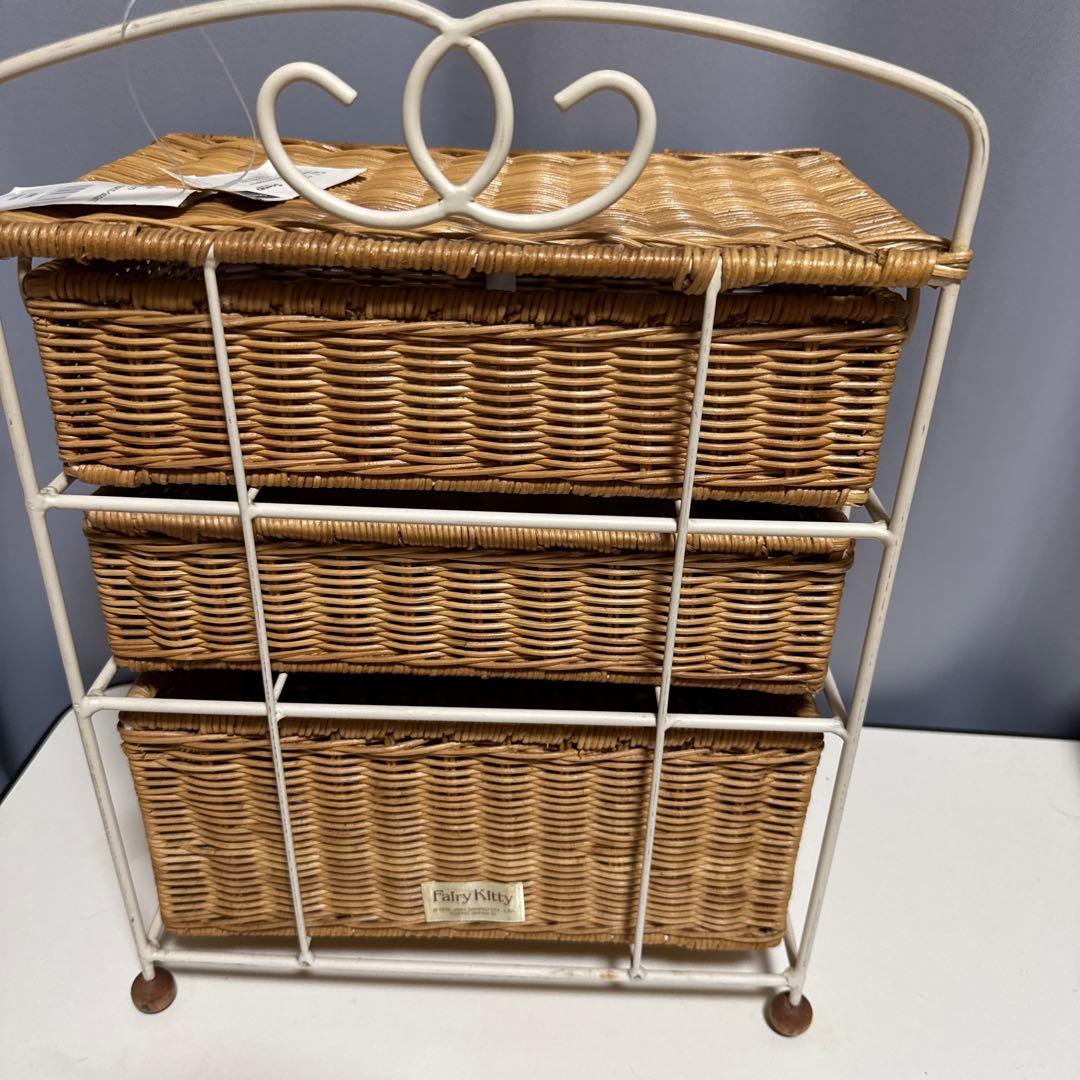 希少2001タグ付　fairy kitty フェアリーキティ♡ラタン3段ラック