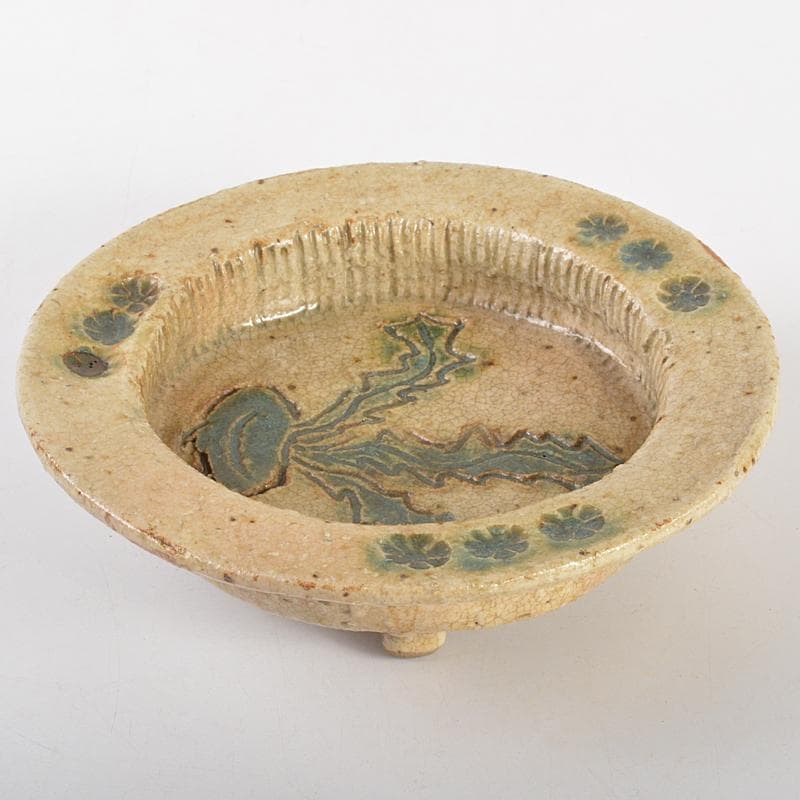 北大路魯山人作　黄瀬戸釉　蕪文　鉢　共箱　U　R7111