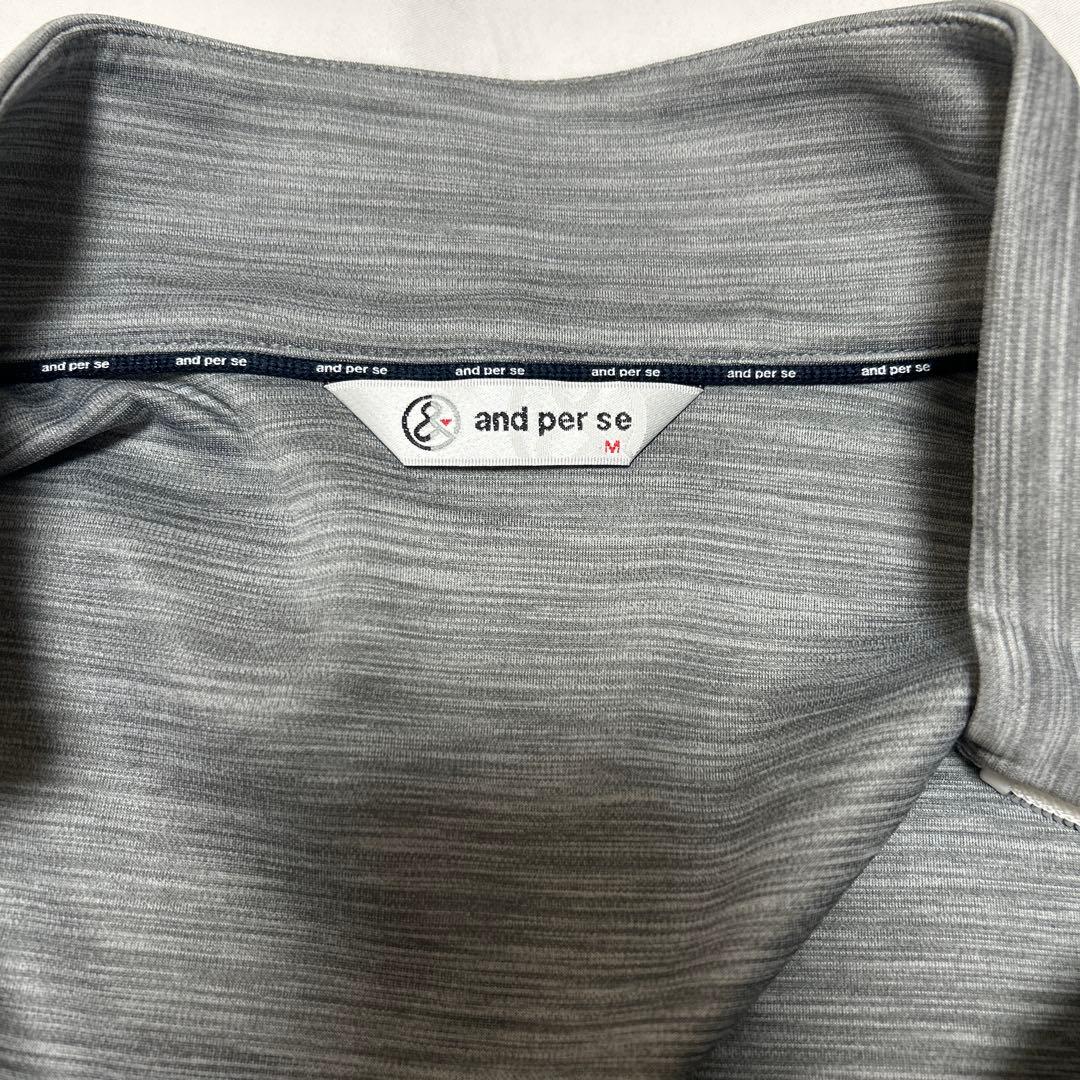 ★超美品★and per se ゴルフアウター　グレー×オフホワイト M 防寒服