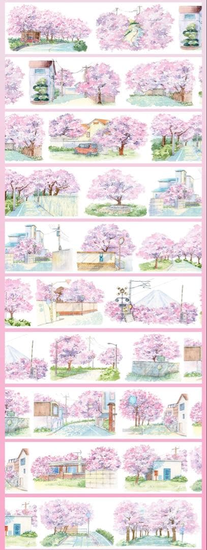 【8667】海外　マステ　5m巻売り　PETマスキングテープ　桜