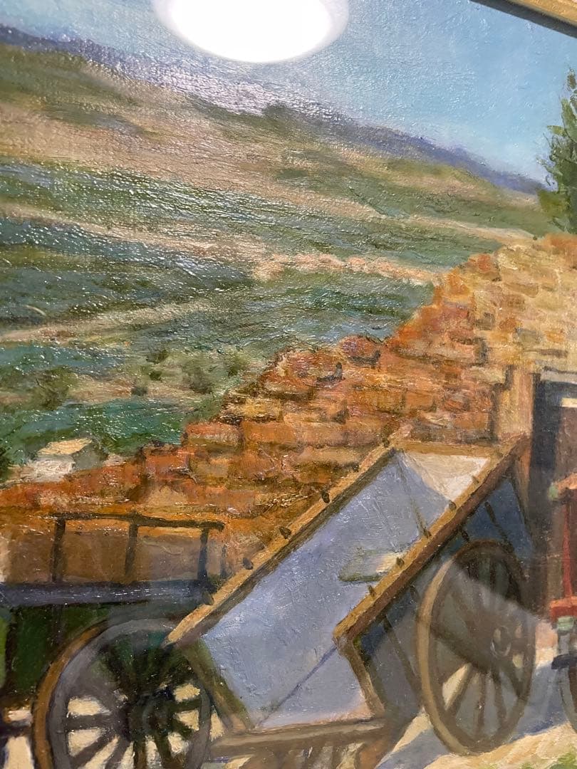 風景画 油彩画 黒フレーム　54×73