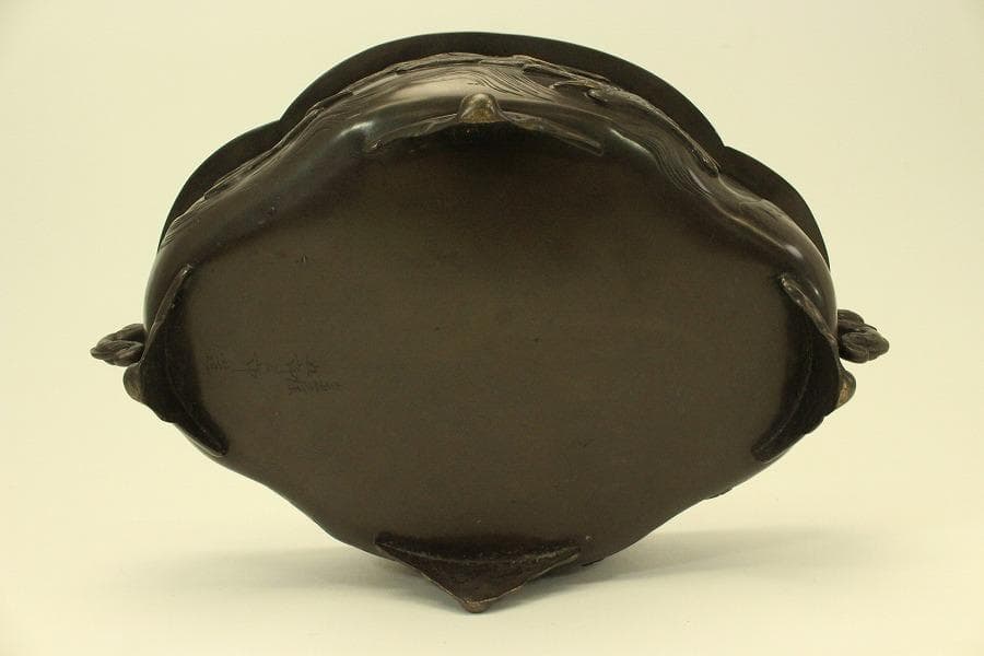 銅 水鳥模様 水盤(ZE490)