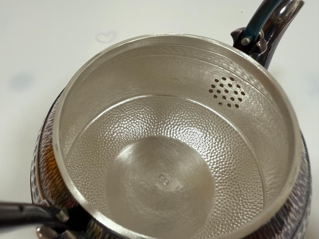 純銀製 花蕾摘 鎚目 湯沸 銀瓶 煎茶道具