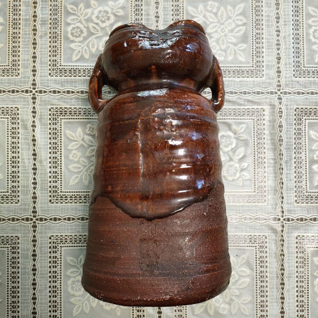 9代大樋長左衛門（陶土斎） 造『飴釉両耳花入』共箱付