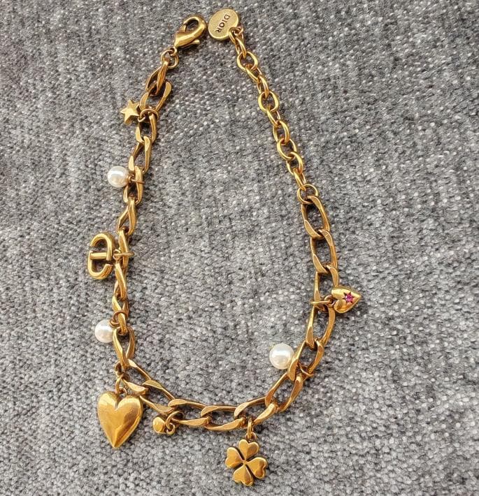 ゴールド ブレスレット ラインストーン ハート