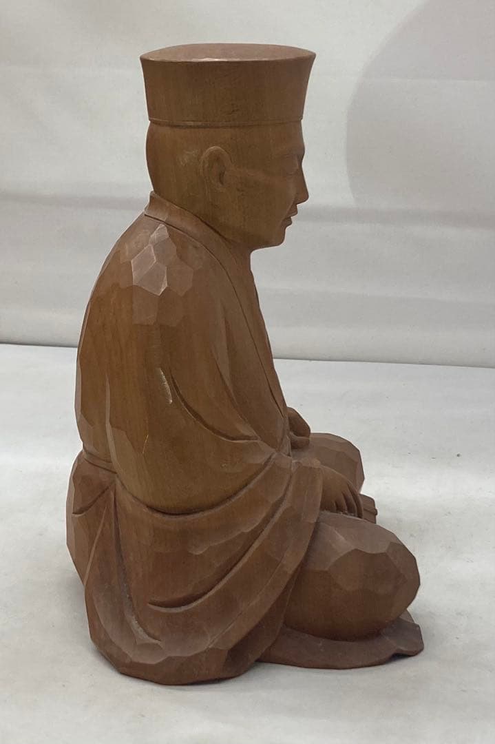 B515s 木彫 千利休座像　滝村尚之造　茶道　箱無