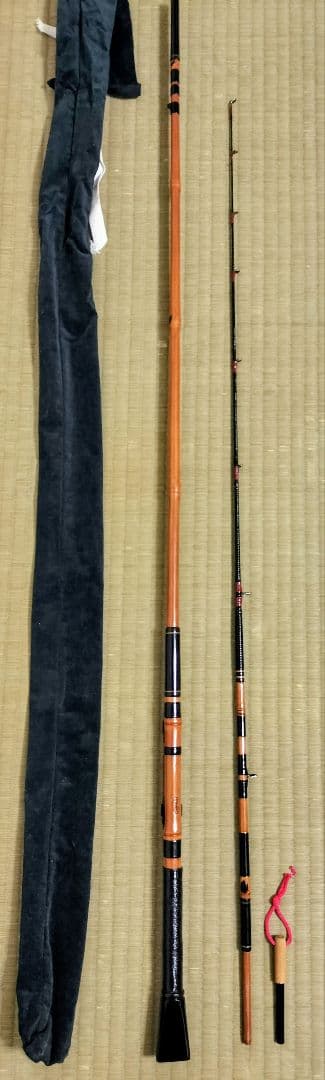竿秀 江戸和竿 船竿 竹製 総漆塗り 印籠継ぎ 200 竿袋付き