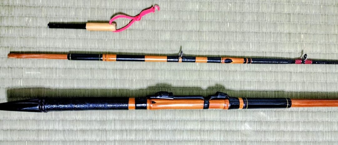 竿秀 江戸和竿 船竿 竹製 総漆塗り 印籠継ぎ 200 竿袋付き