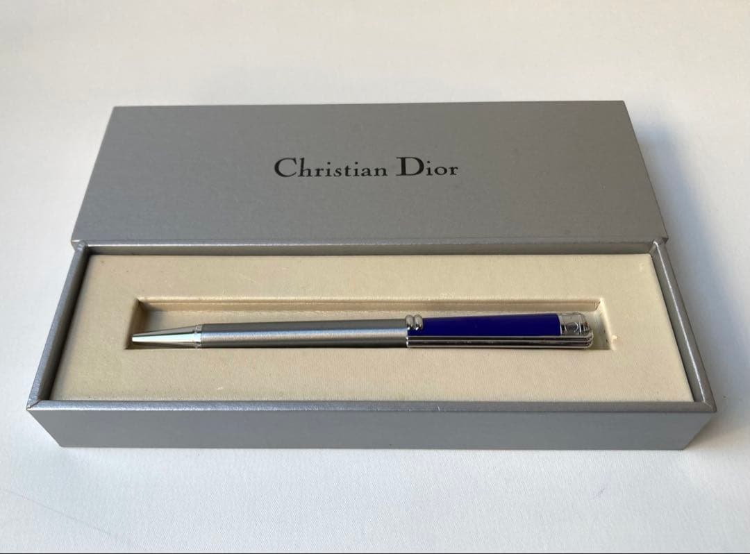 ディオール　ブランドロゴ　CD ブルー　シルバー　ボールペン　メタル　新品替芯付