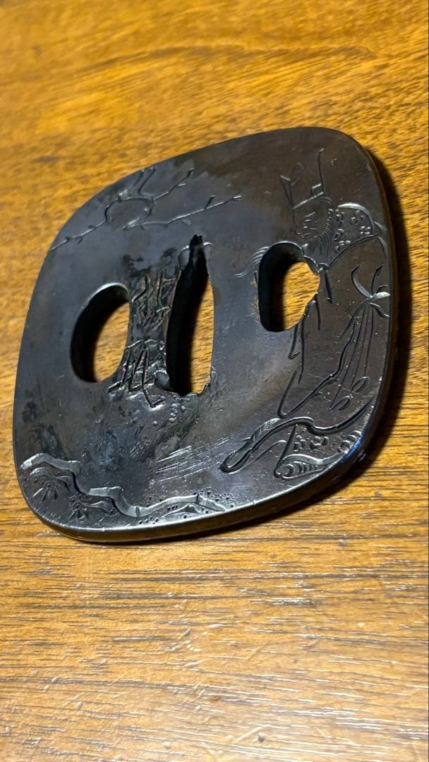 武具　刀装具　刀鍔在名　銅　 時代物　骨董