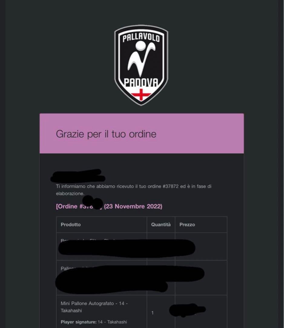 髙橋藍　ミニサインボール　パドヴァ　直筆サイン