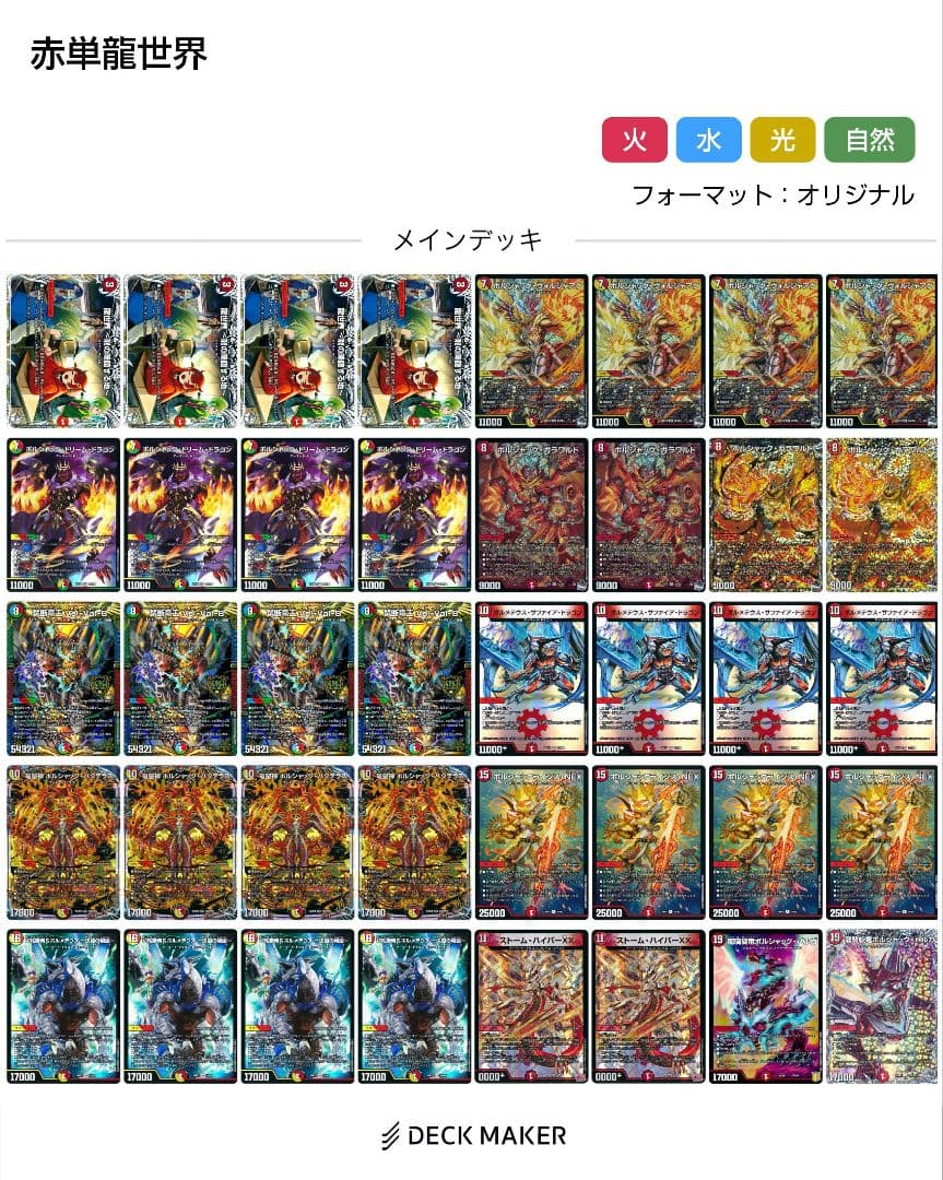 デュエマ　赤単龍世界　三重スリーブ