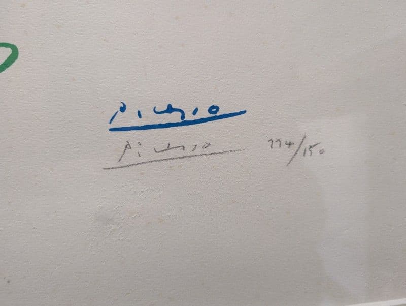 ピカソ　鳩と花　版画