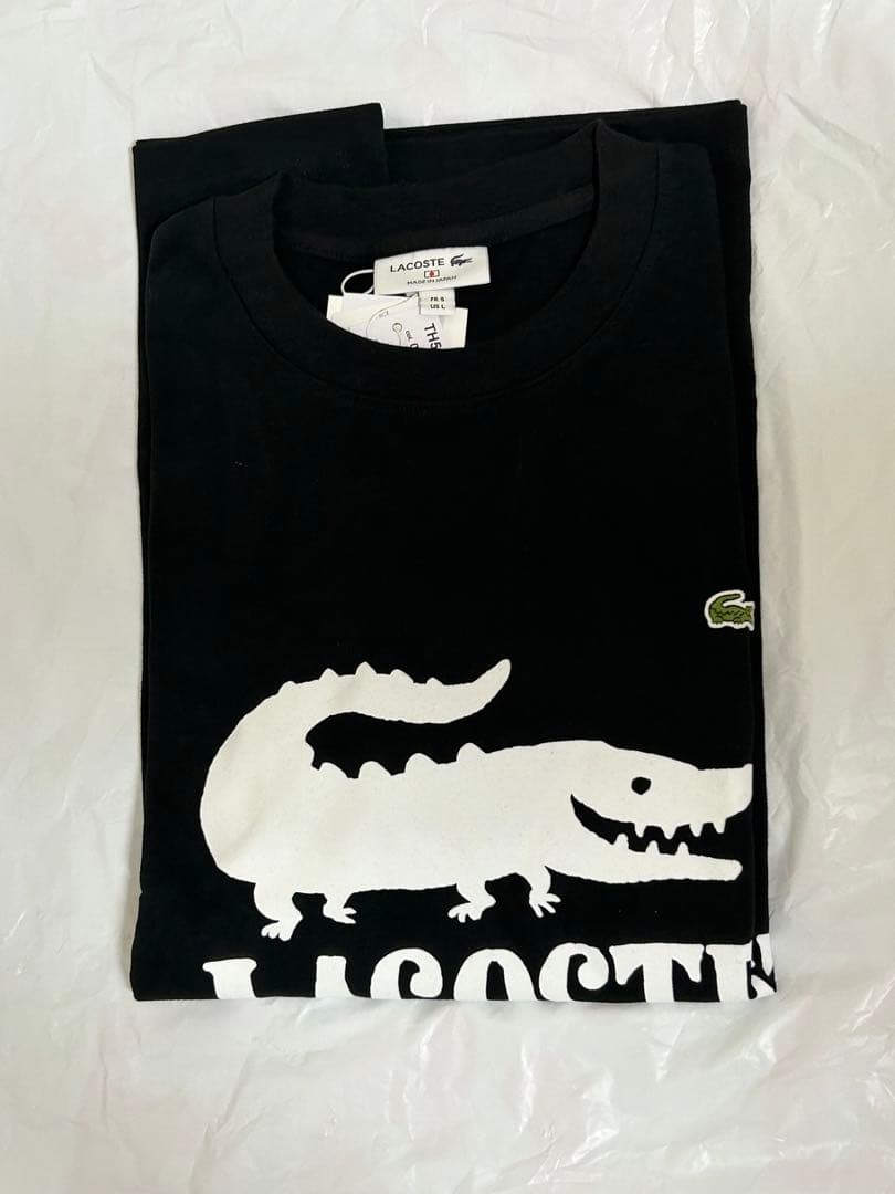 新品未使用 ワニロゴTシャツ黒LサイズLACOSTE×ONE PIECE①