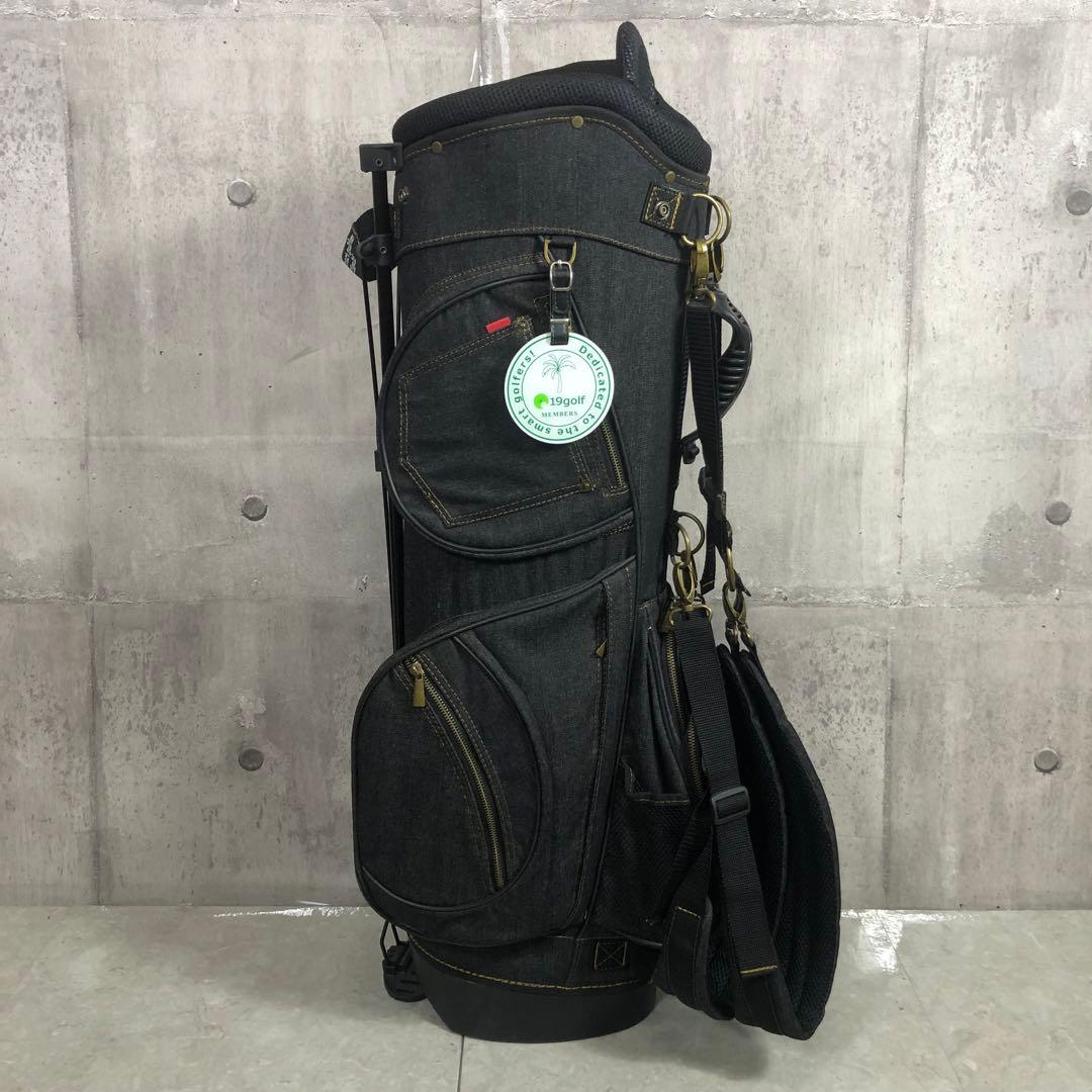 19golf　キャディバッグ　メンズゴルフ　デニム生地　スタンド式　4点固定