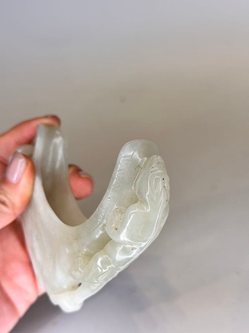 白玉 龍紋 筆架 龍彫 雕刻 文房具 古董品