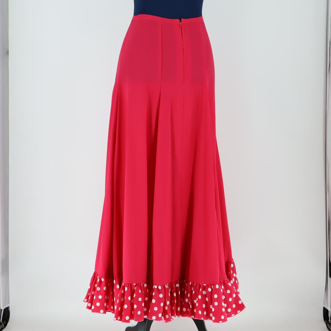 【美品 フラメンコ衣装】鮮やかピンク×水玉 ファルダ 大きく広がる裾 スカート