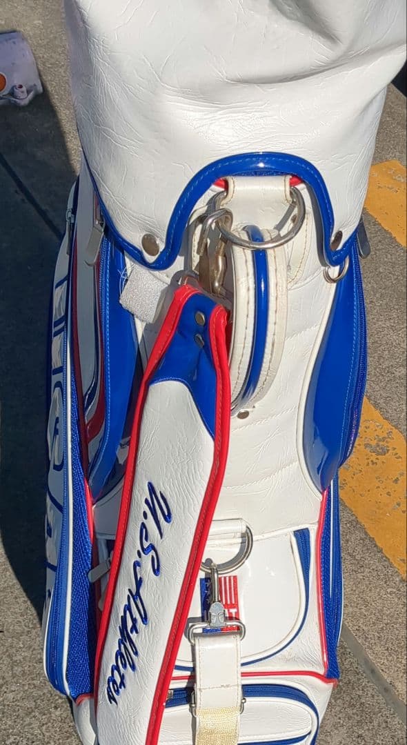 美品　USA キャディバッグ ホワイト/ブルー/レッド