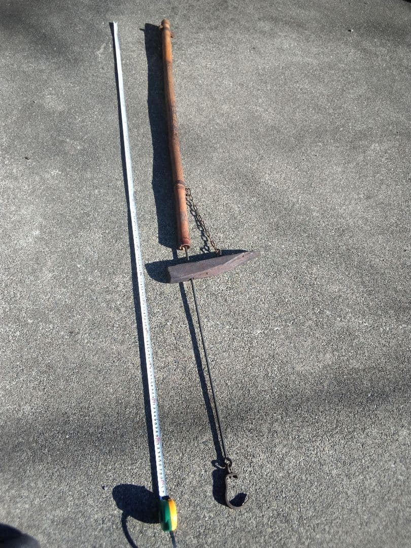 昭和レトロ 竹製 大型 自在鉤 囲炉裏 暖炉 火鉢 古民家 古道具 平成レトロ