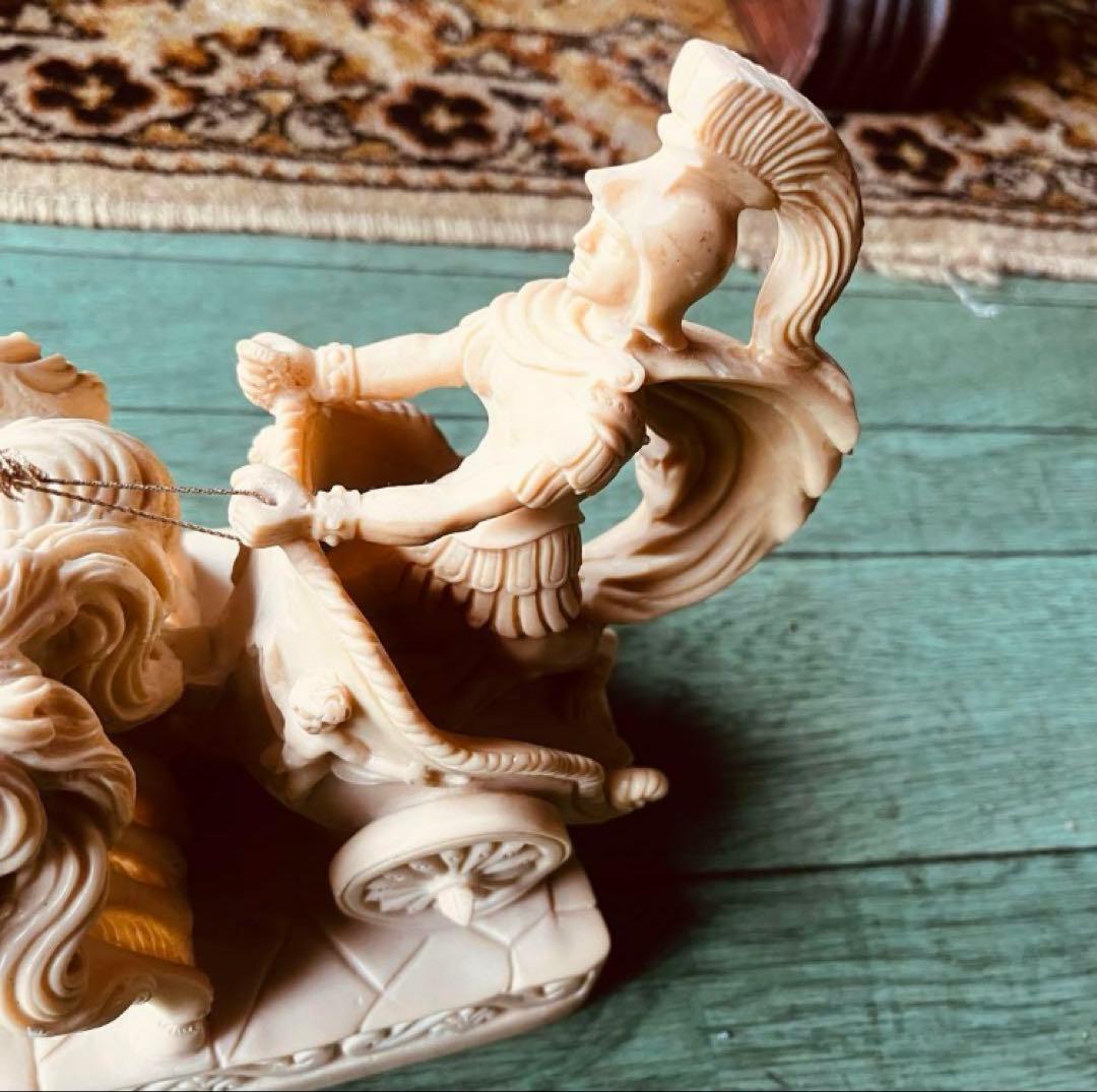 湯布院アンティーク イタリアサンティーニ 戦闘馬 騎馬 置物 チャリオット4頭