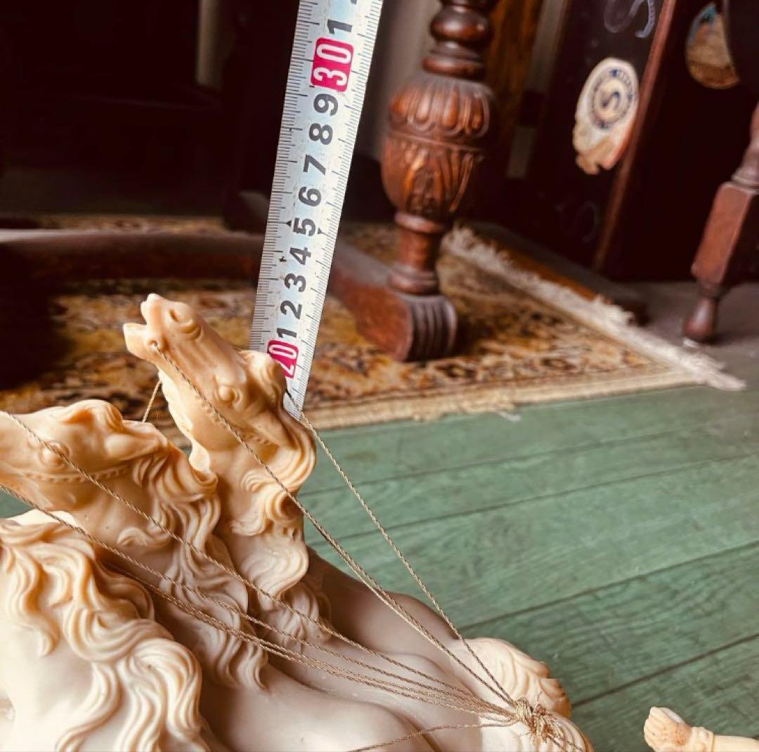 湯布院アンティーク イタリアサンティーニ 戦闘馬 騎馬 置物 チャリオット4頭