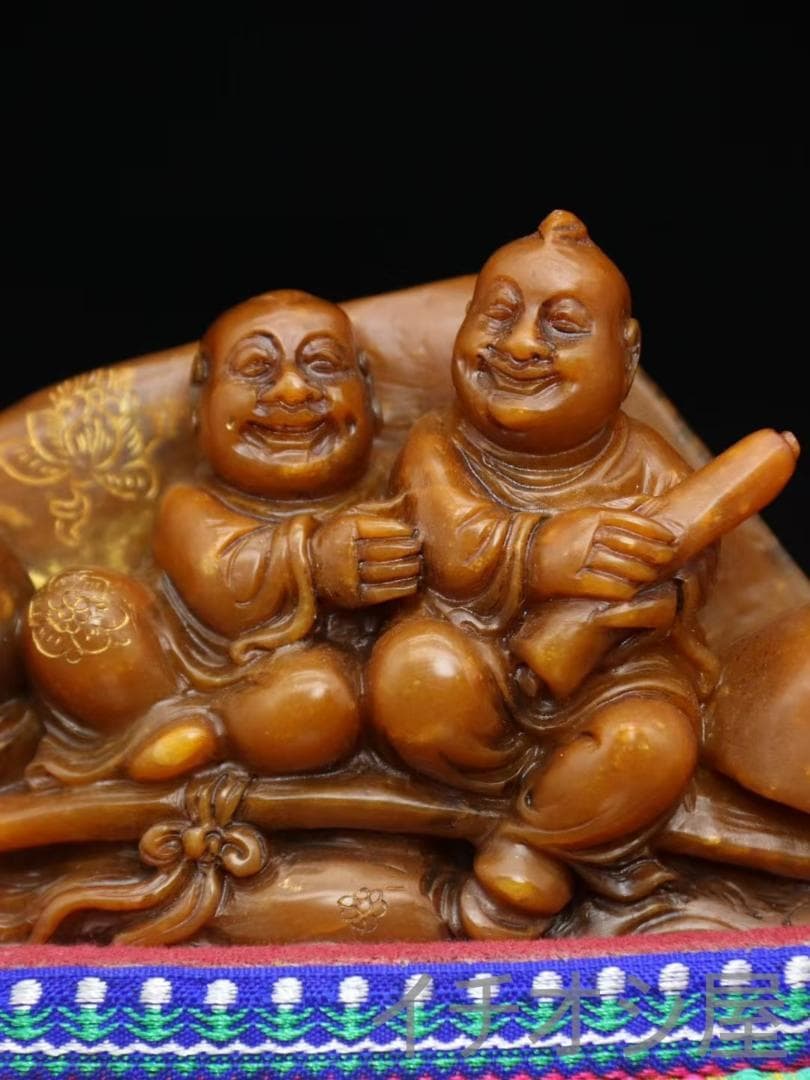 旧蔵珍品 石如刻 丁亥年銘 田黄石彫刻 人物印章材 蘿蔔紋 書道 篆刻 文房置物