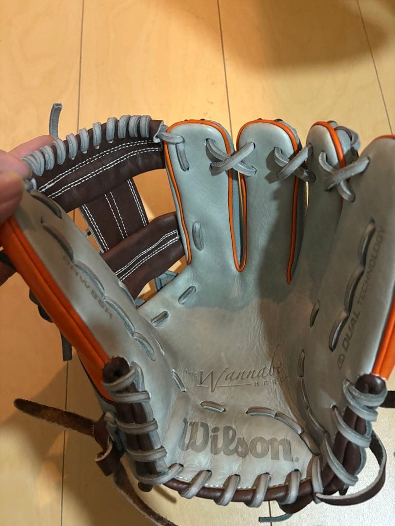 wilson 軟式　ワナビーヒーロー DUAL87型　グレー×オレンジ