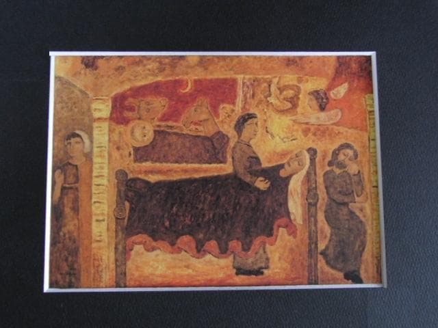 吉野純、【聖書物語（生誕）】、希少な額装用画集より、新品額装付