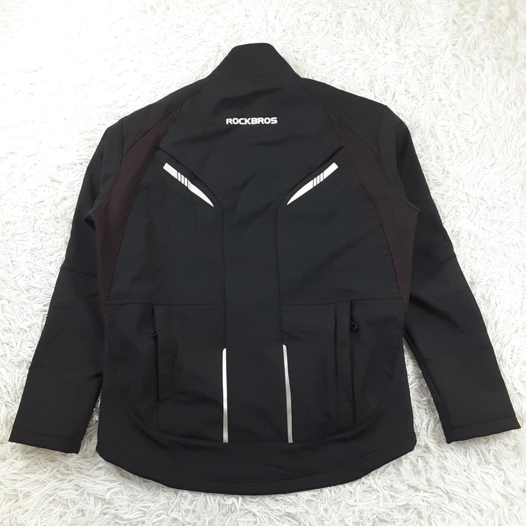 美品◎ROCKBROS ロックブロス サイクルジャージセットアップ 黒 防風防寒