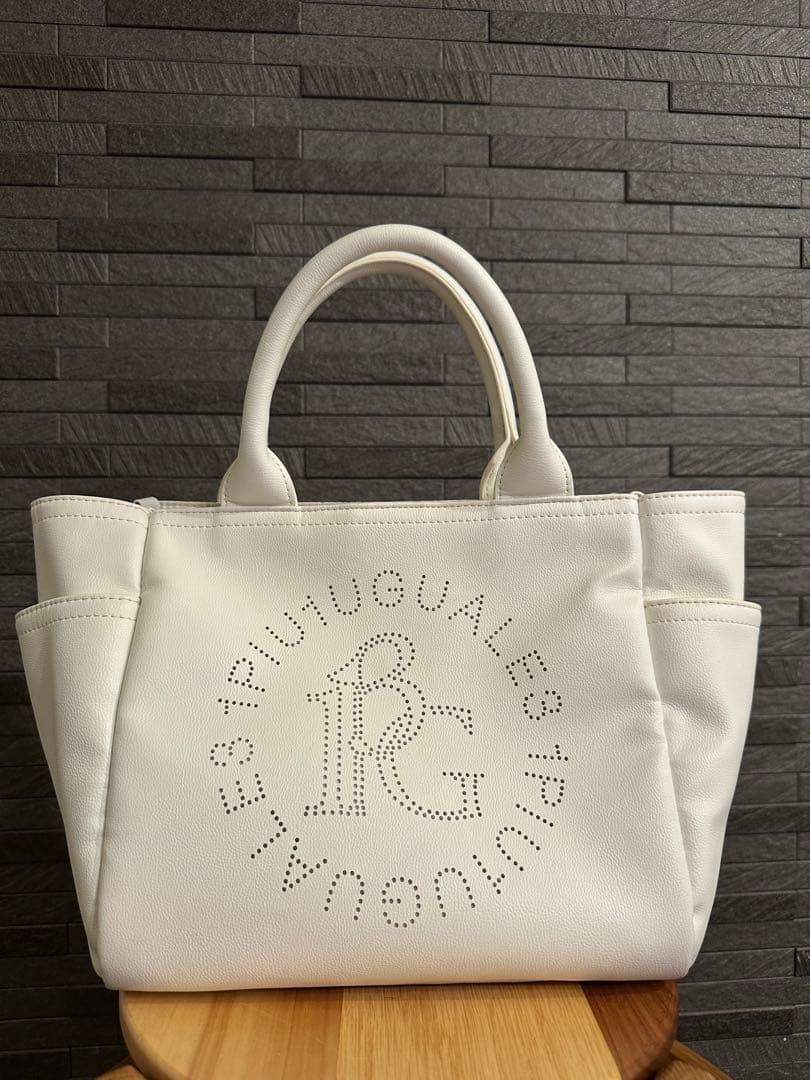 1piu1uguale3GOLF ホワイト ロゴ入り バッグ