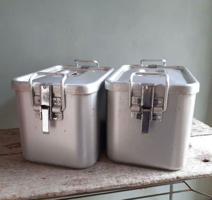 ビンテージ アルミコンテナ 2個 バッカン キャンプ アウトドア 昭和レトロ