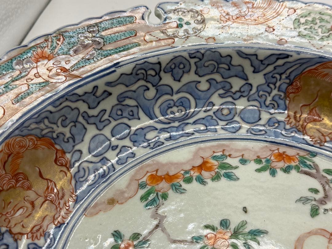 江戸　伊万里　錦絵　花口大鉢　アンティーク　送料込み260120